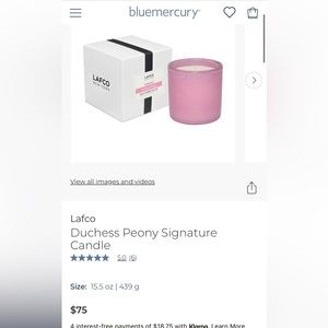 NIB Lafco Duchess Peony 6.5 oz candle